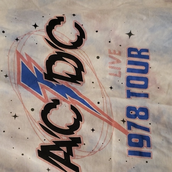 AC DC 1978 Tour T-Shirt White Tie Dyed Women's Size Large 2022 - Picture 4 of 9
